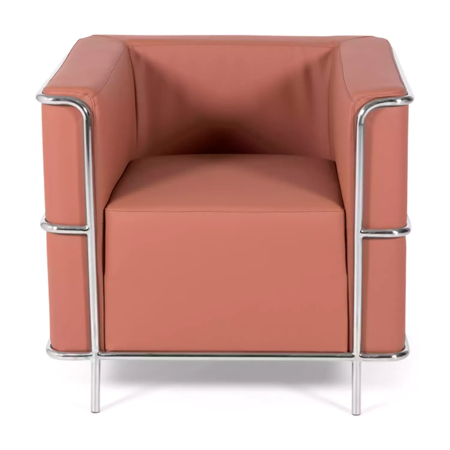 Torino 1 zits moderne sofa in leer en verchroomd staal - Mobelarium