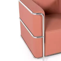 Torino 1-sitsig modern soffa i läder och förkromat stål - Mobelarium