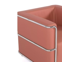 Sofá moderno Torino de 1 lugar em couro e aço cromado - Mueble Design