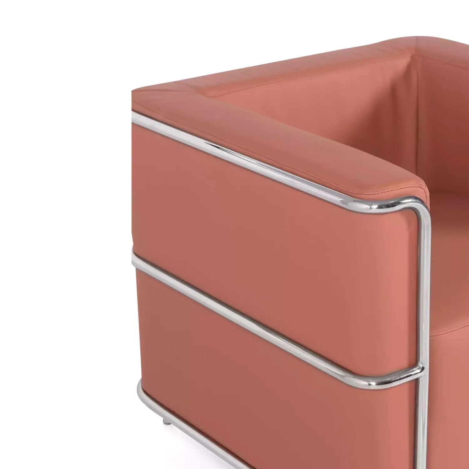 Torino 1 zits moderne sofa in leer en verchroomd staal - Mobelarium