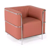 Torino 1-sitsig modern soffa i läder och förkromat stål - Mobelarium