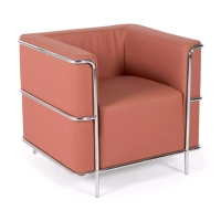 Sofá Torino 1 plaza moderno en piel y acero cromado - Mueble Design
