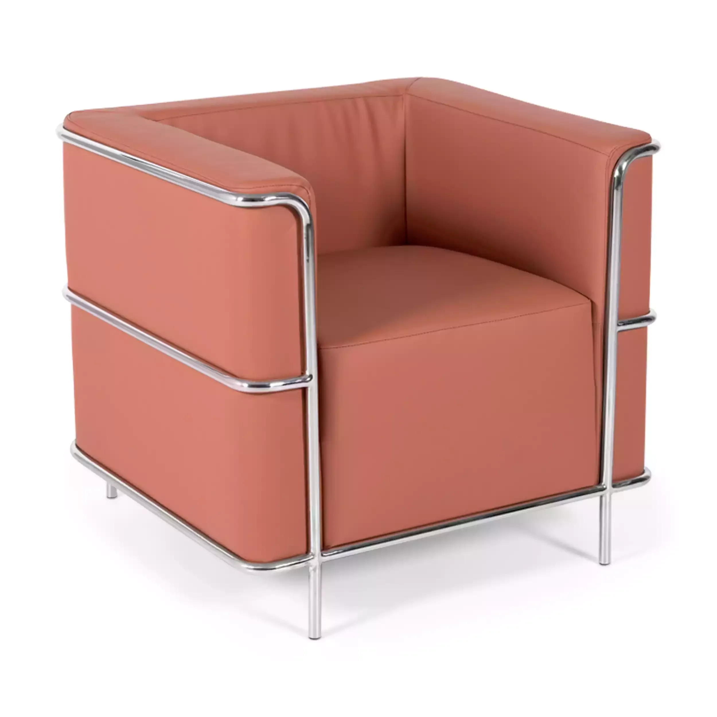 Torino 1-sitsig modern soffa i läder och förkromat stål - Mobelarium