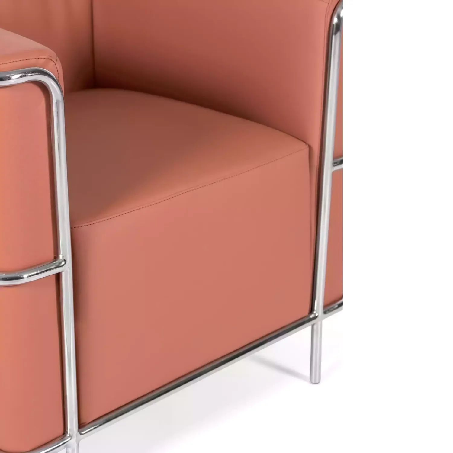 Torino 1 zits moderne sofa in leer en verchroomd staal - Mobelarium