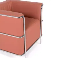 Torino 1-sitsig modern soffa i läder och förkromat stål - Mobelarium