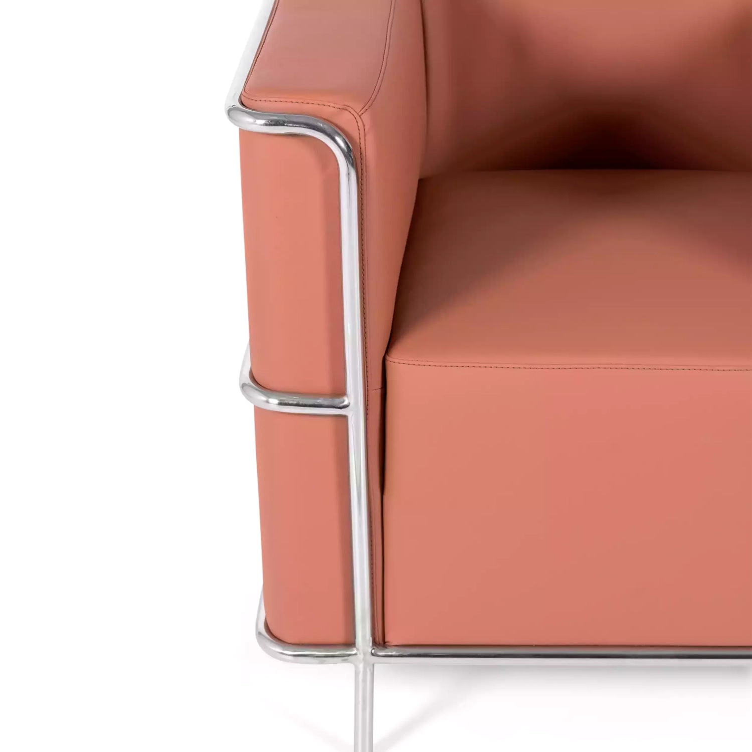 Torino 1 zits moderne sofa in leer en verchroomd staal - Mobelarium