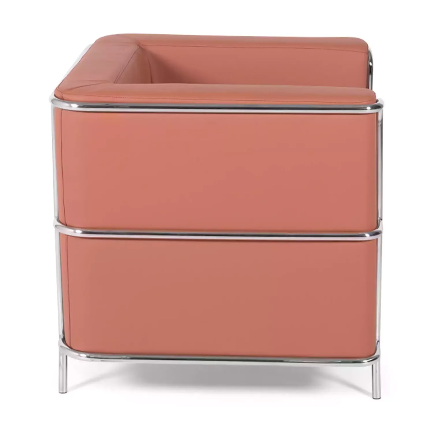 Torino 1 zits moderne sofa in leer en verchroomd staal - Mobelarium