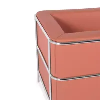 Torino 1-sitsig modern soffa i läder och förkromat stål - Mobelarium