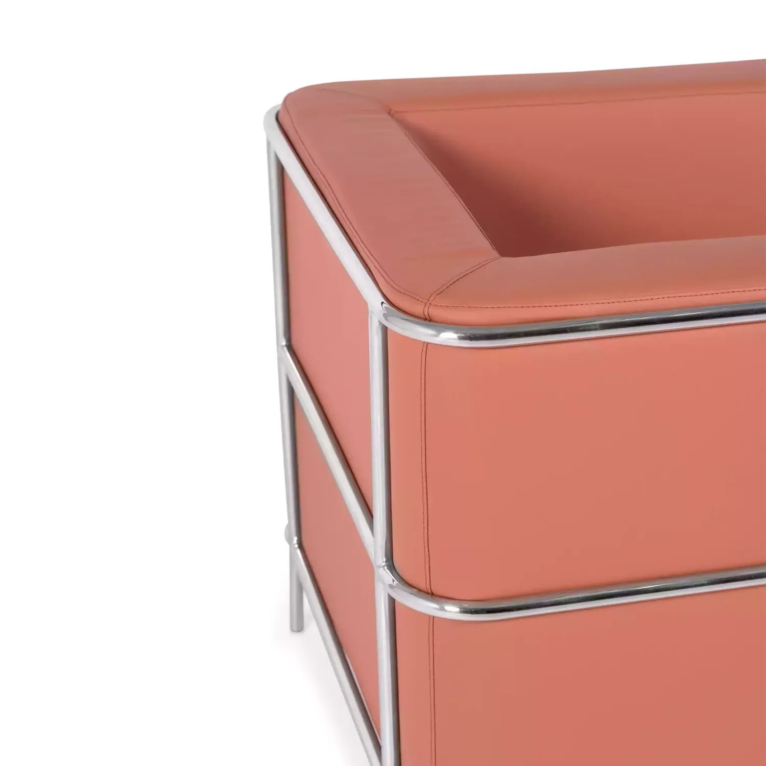 Torino 1 zits moderne sofa in leer en verchroomd staal - Mobelarium