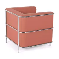 Torino 1-sitsig modern soffa i läder och förkromat stål - Mobelarium