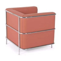 Torino 1 zits moderne sofa in leer en verchroomd staal - Mobelarium