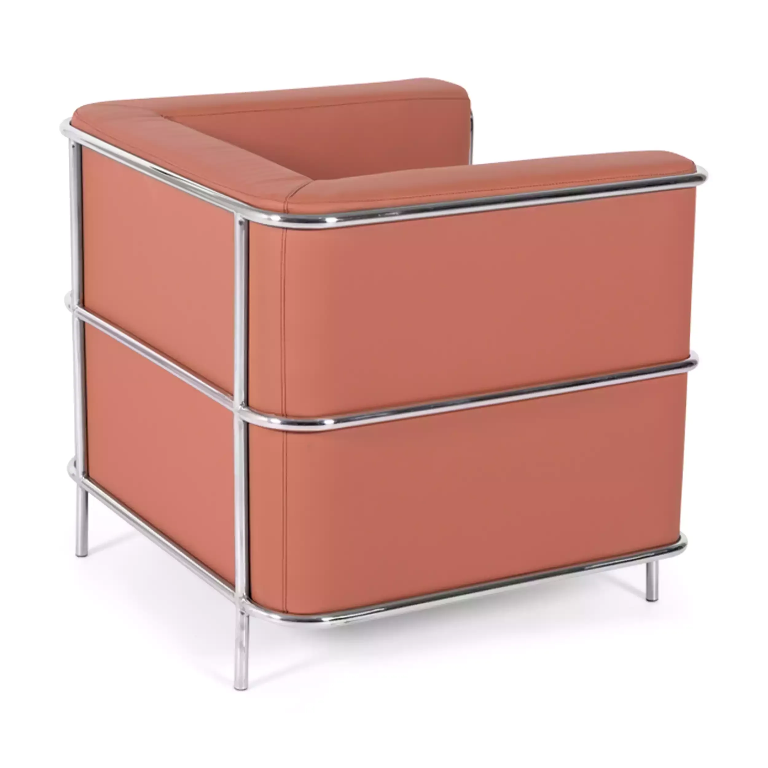 Torino 1 istuttava moderni sohva nahkaa ja kromattua terästä - Mobelarium