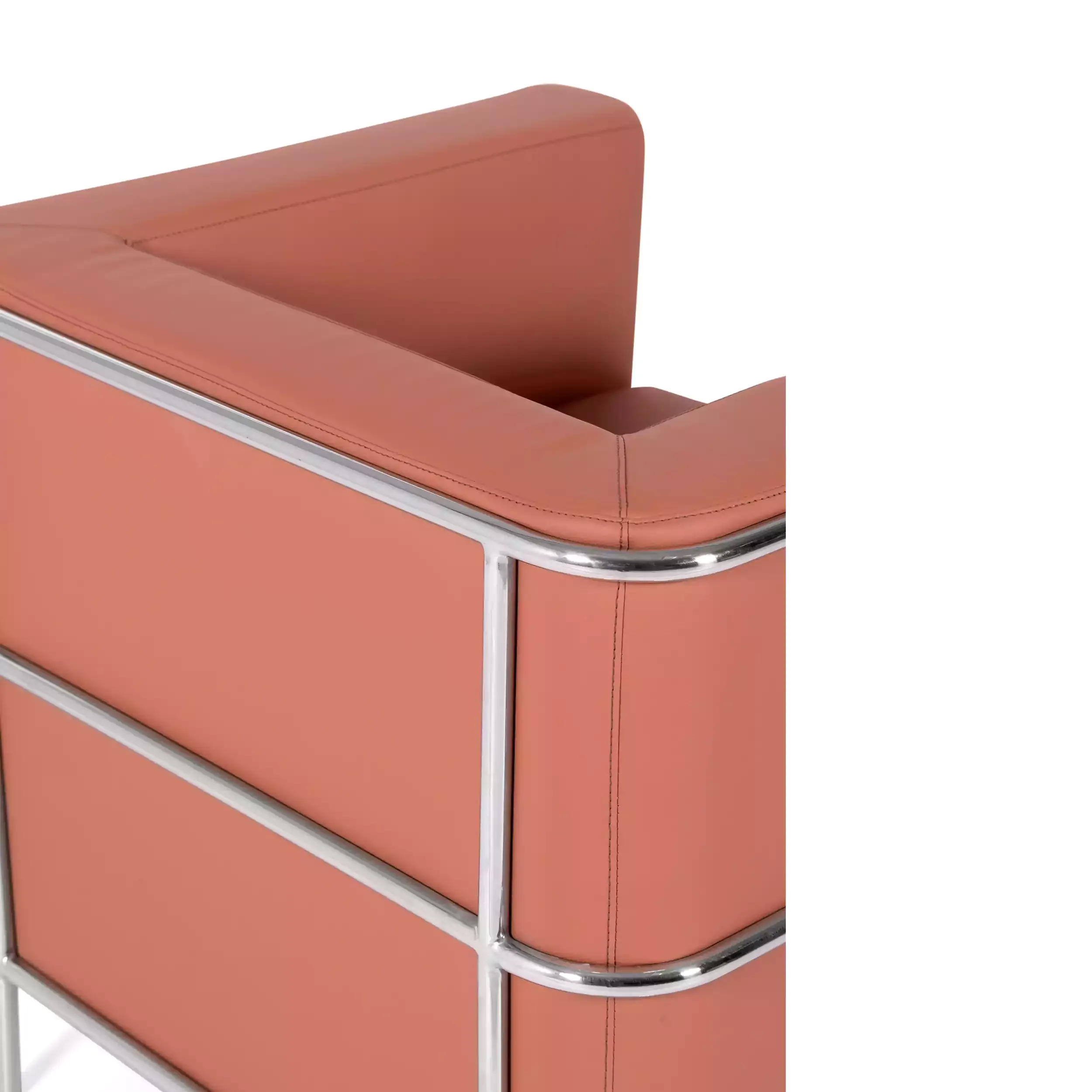 Torino 1 istuttava moderni sohva nahkaa ja kromattua terästä - Mobelarium