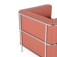 Torino 1 zits moderne sofa in leer en verchroomd staal - Mobelarium