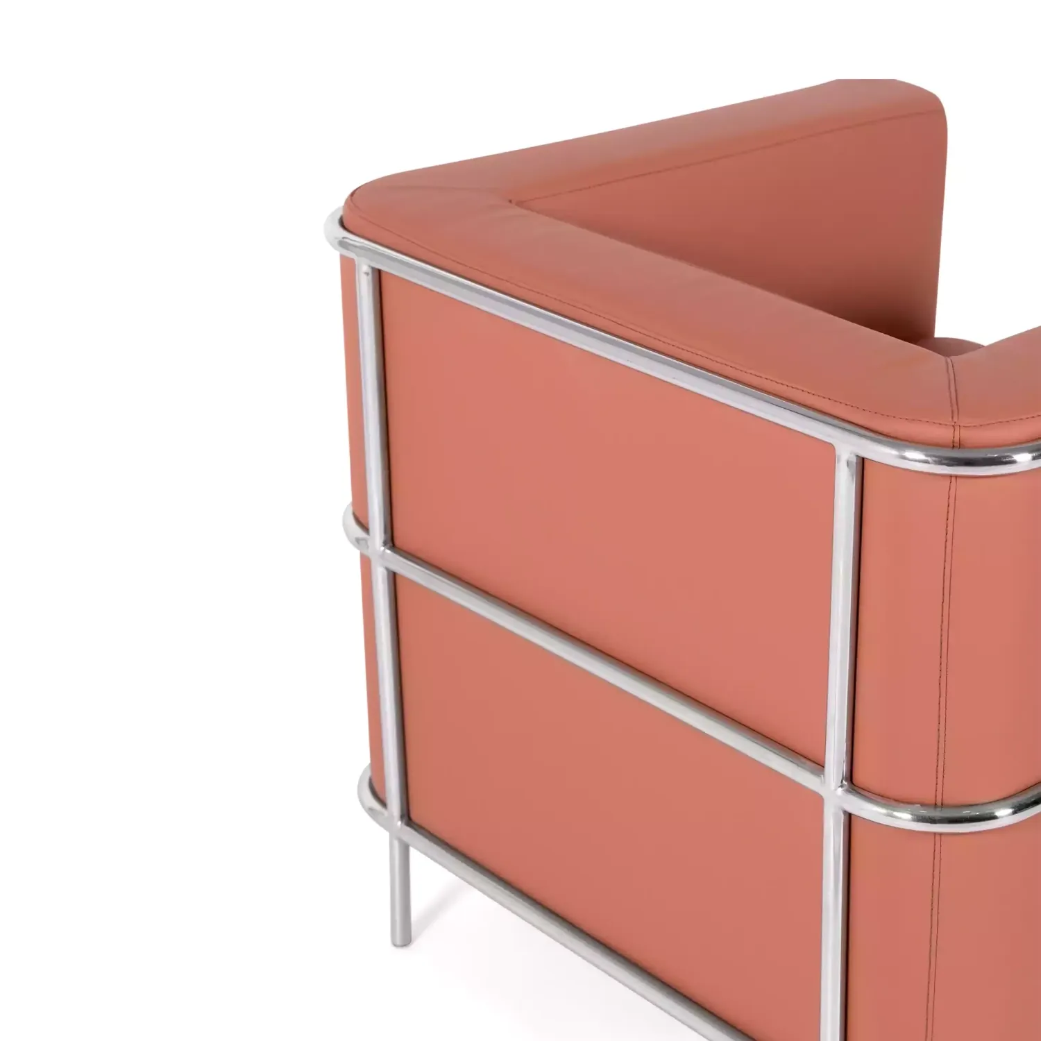 Torino 1 zits moderne sofa in leer en verchroomd staal - Mobelarium