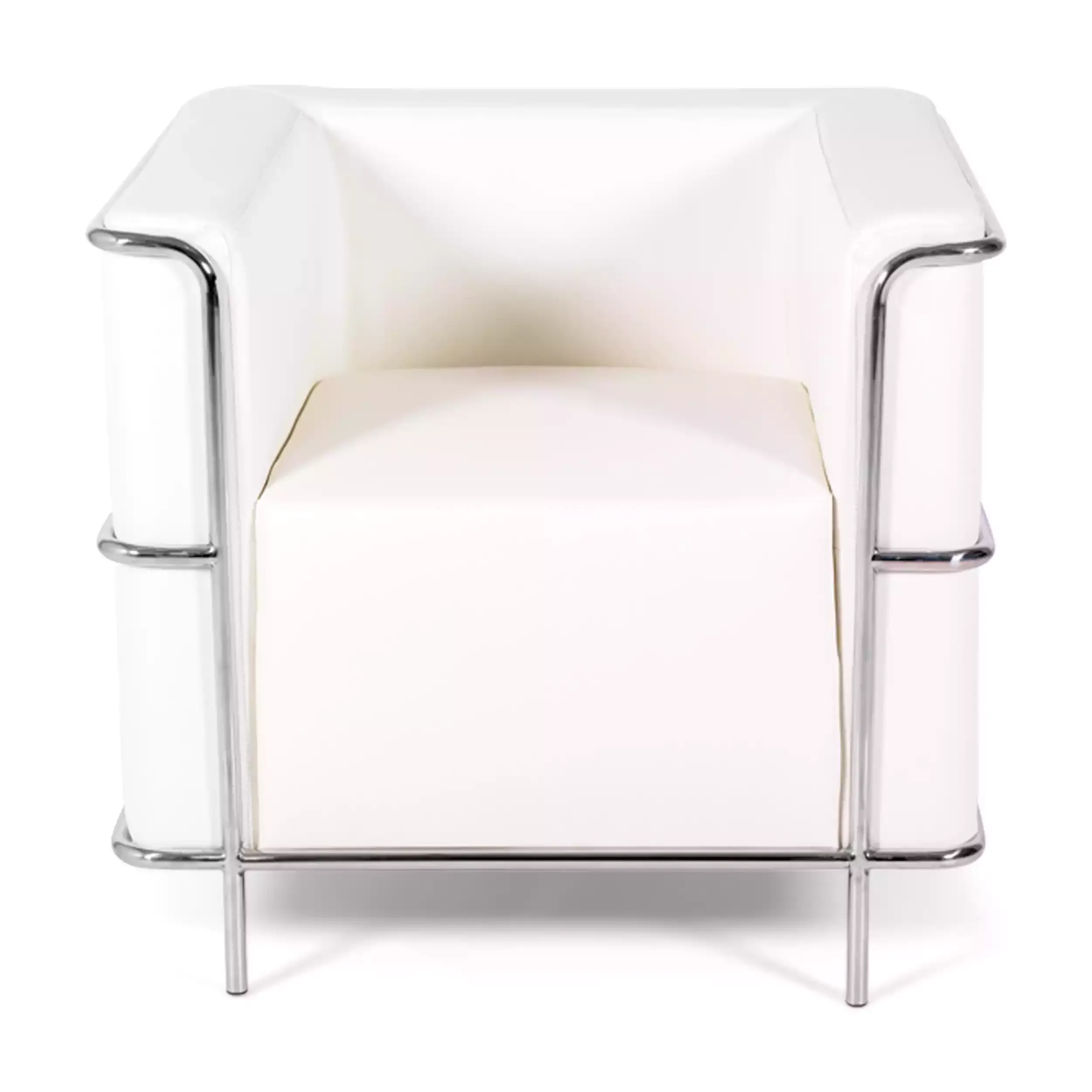 Torino 1-sitsig modern soffa i läder och förkromat stål - Mobelarium