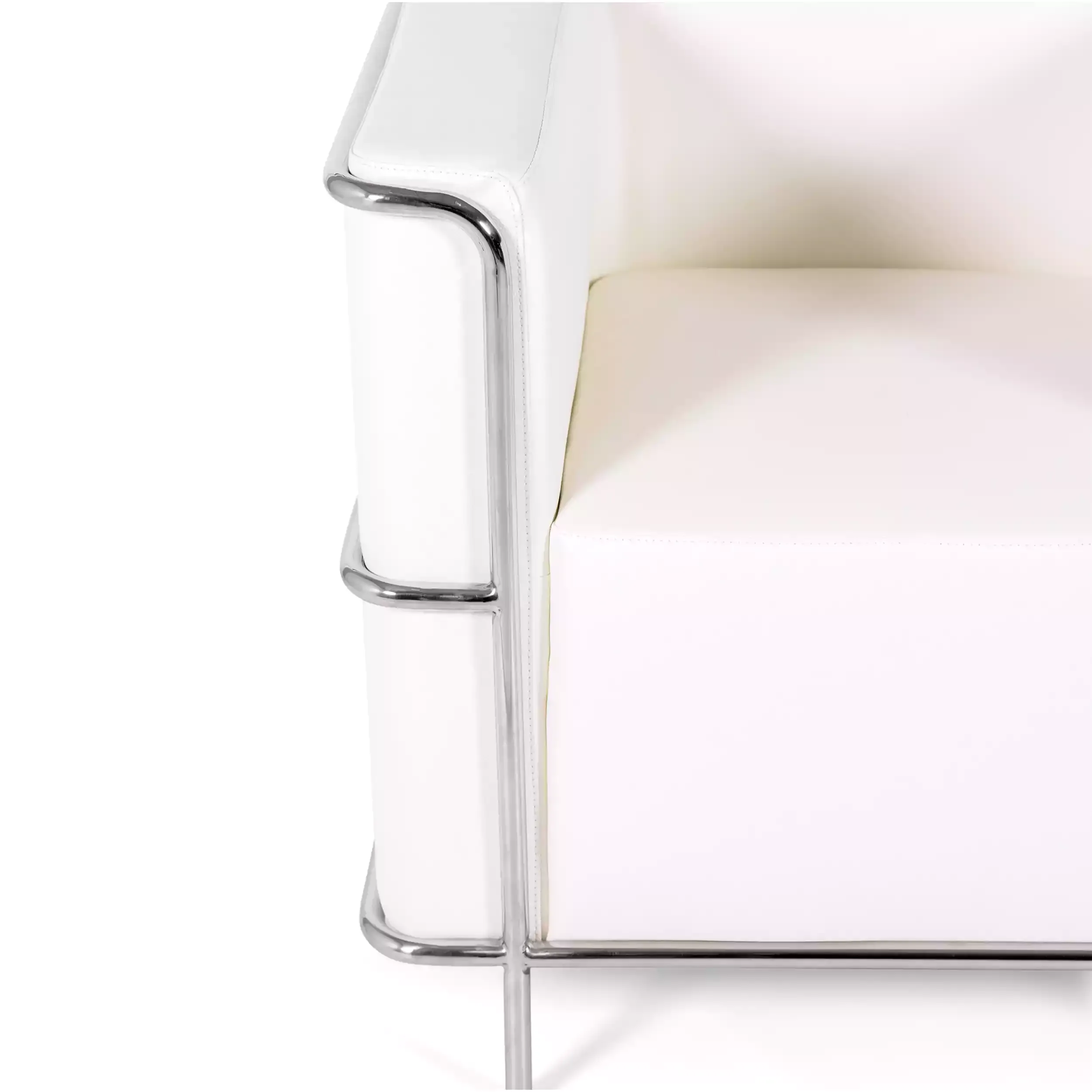 Torino 1-sitsig modern soffa i läder och förkromat stål - Mobelarium