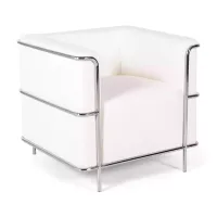 Torino 1-sitsig modern soffa i läder och förkromat stål - Mobelarium