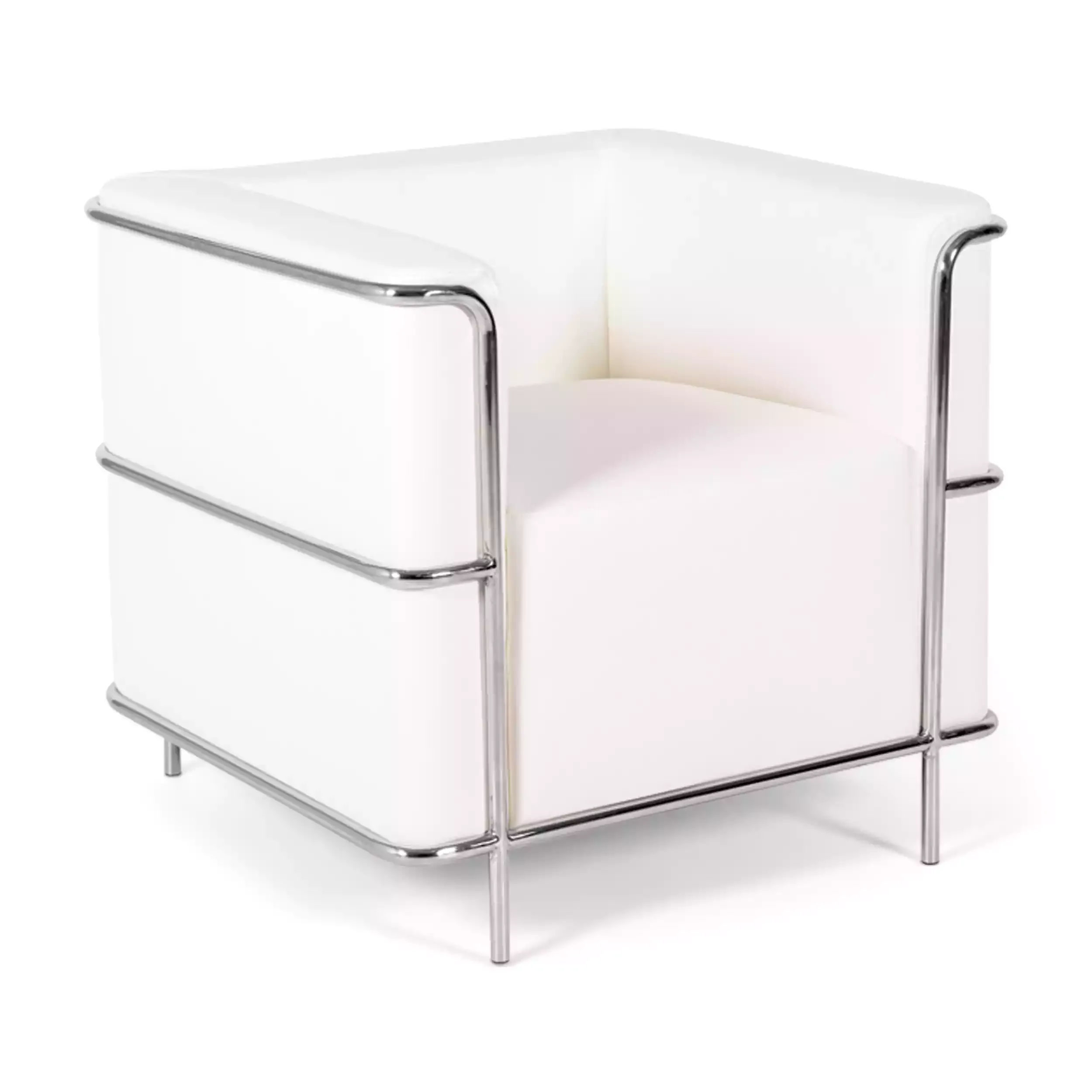 Torino 1-sitsig modern soffa i läder och förkromat stål - Mobelarium