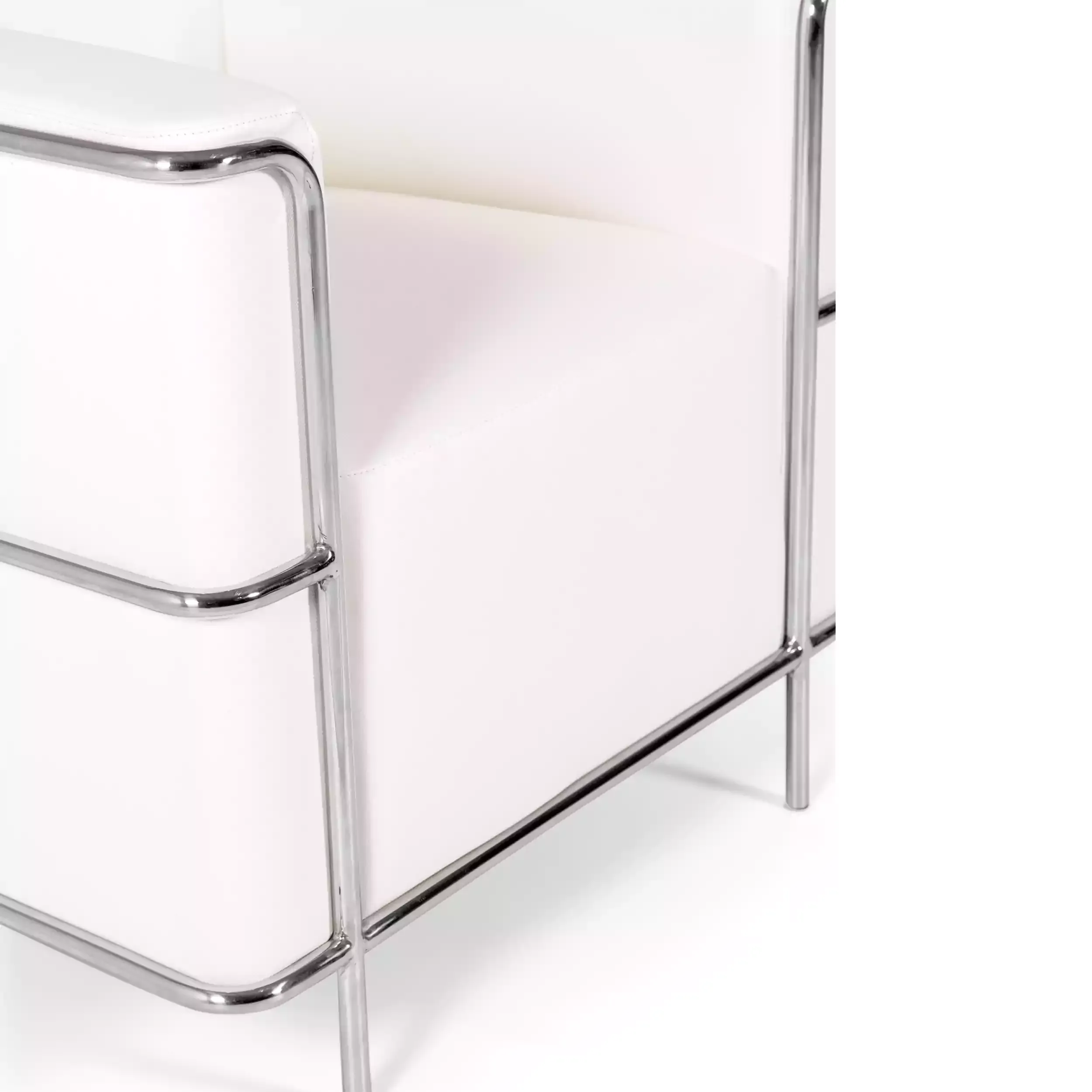 Torino 1-sitsig modern soffa i läder och förkromat stål - Mobelarium