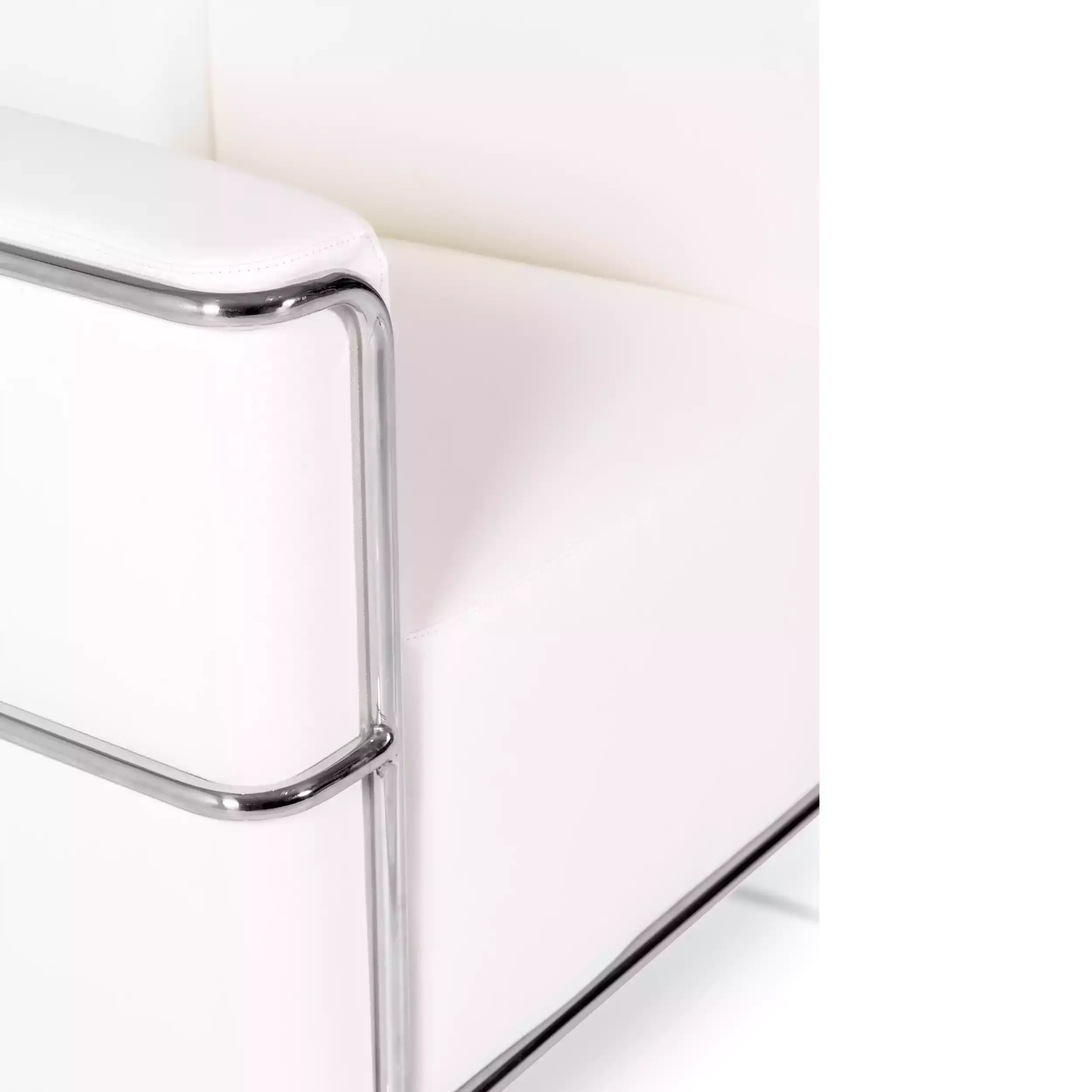 Torino 1-sitsig modern soffa i läder och förkromat stål - Mobelarium