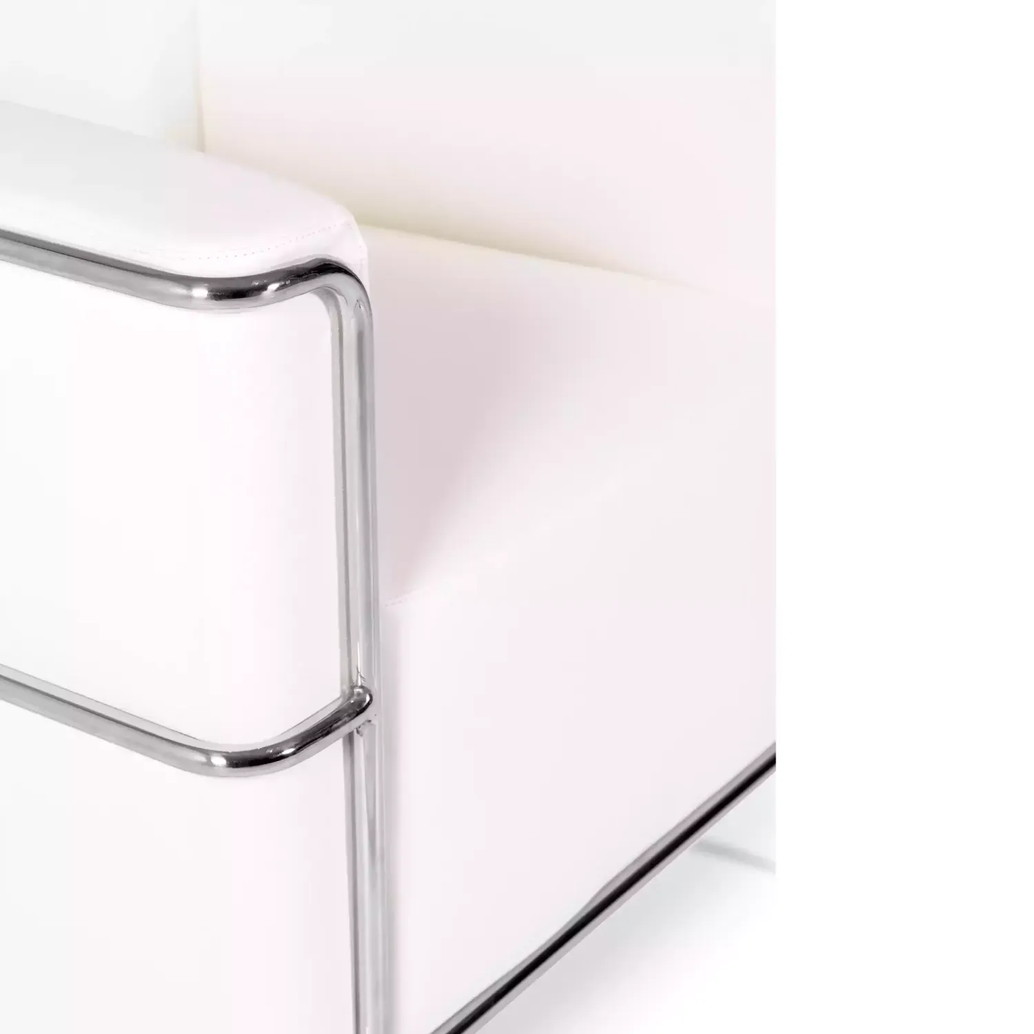 Torino 1 zits moderne sofa in leer en verchroomd staal - Mobelarium