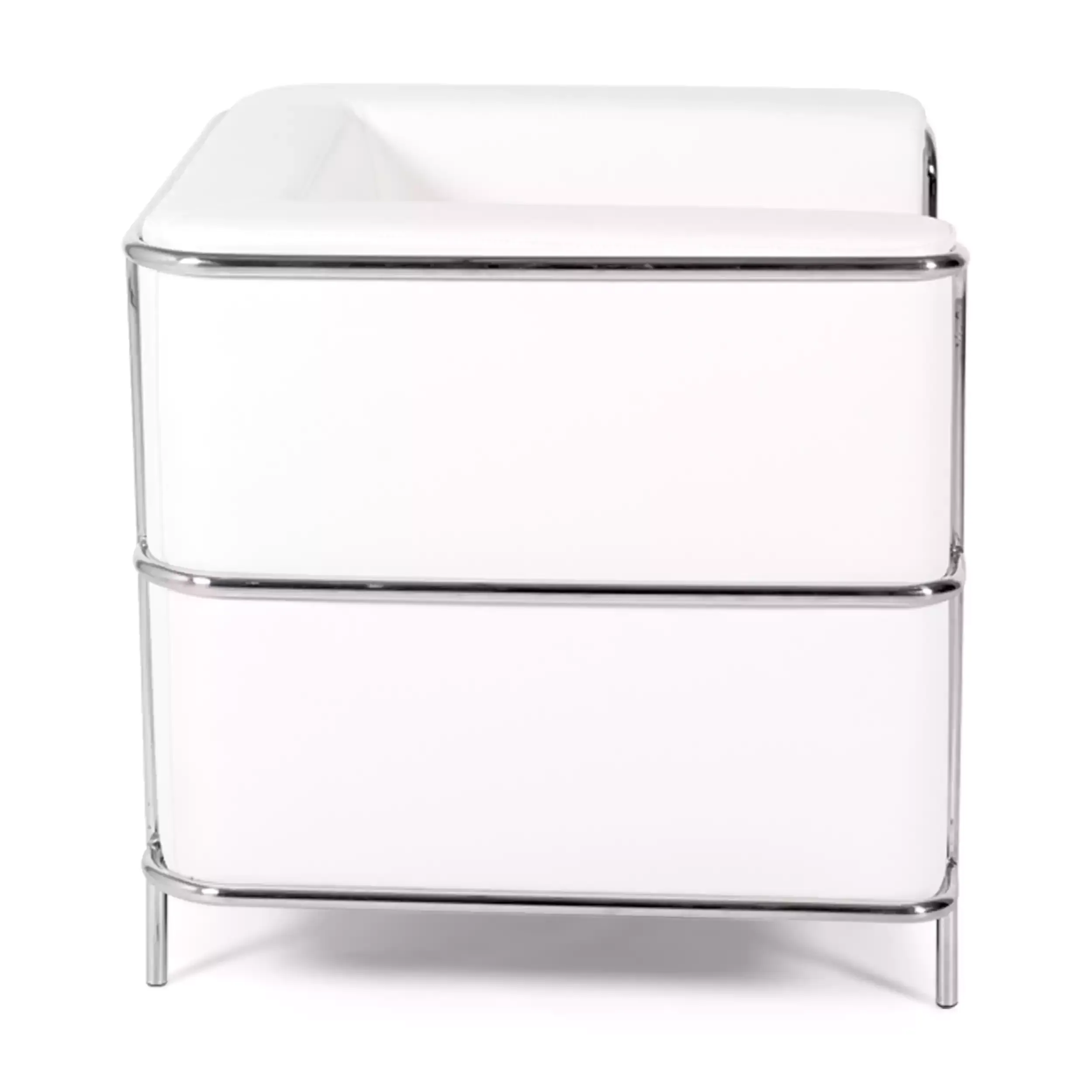 Torino 1 istuttava moderni sohva nahkaa ja kromattua terästä - Mobelarium