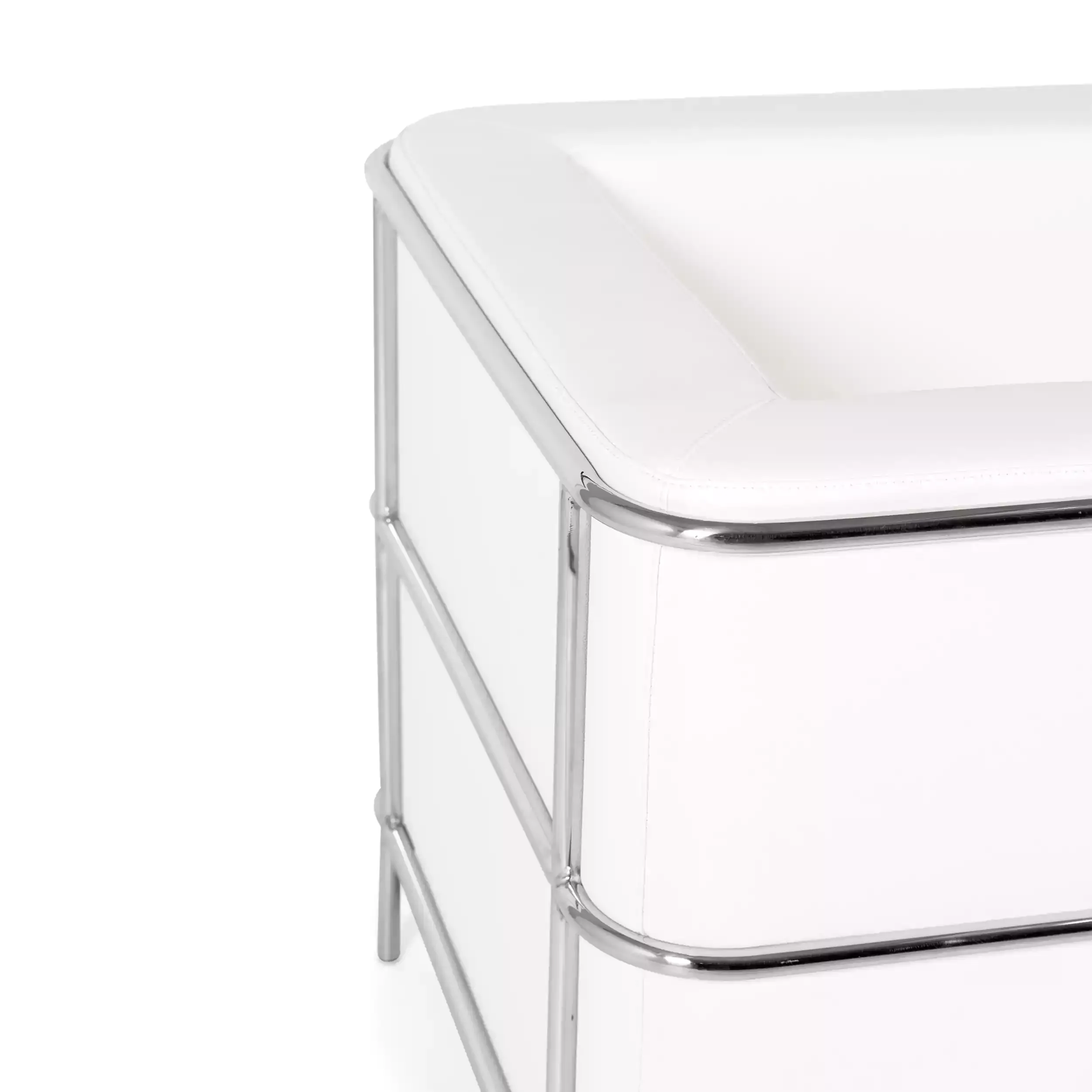 Torino 1-sitsig modern soffa i läder och förkromat stål - Mobelarium