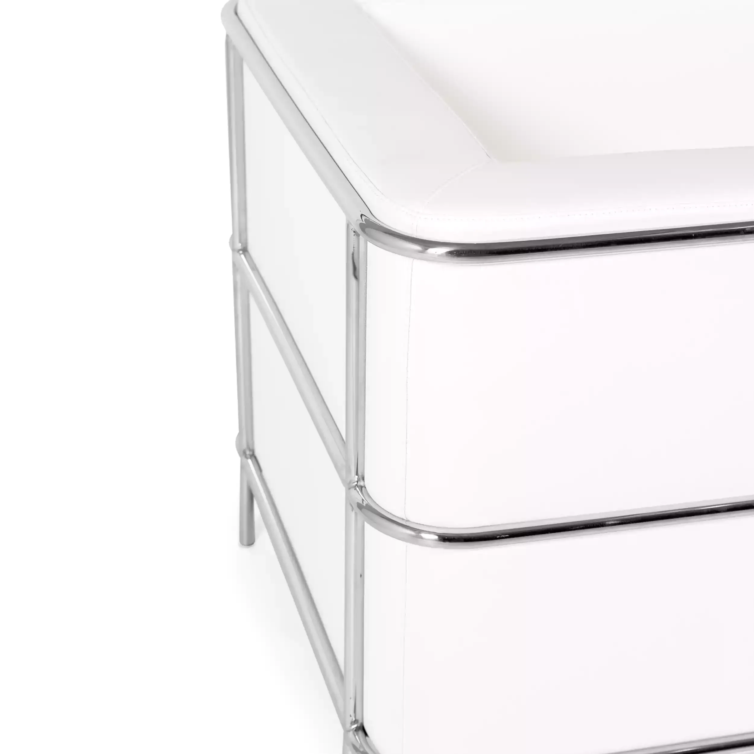 Torino 1-sitsig modern soffa i läder och förkromat stål - Mobelarium