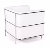 Torino 1-sitziges modernes Sofa aus Leder und verchromtem Stahl - Mobelarium