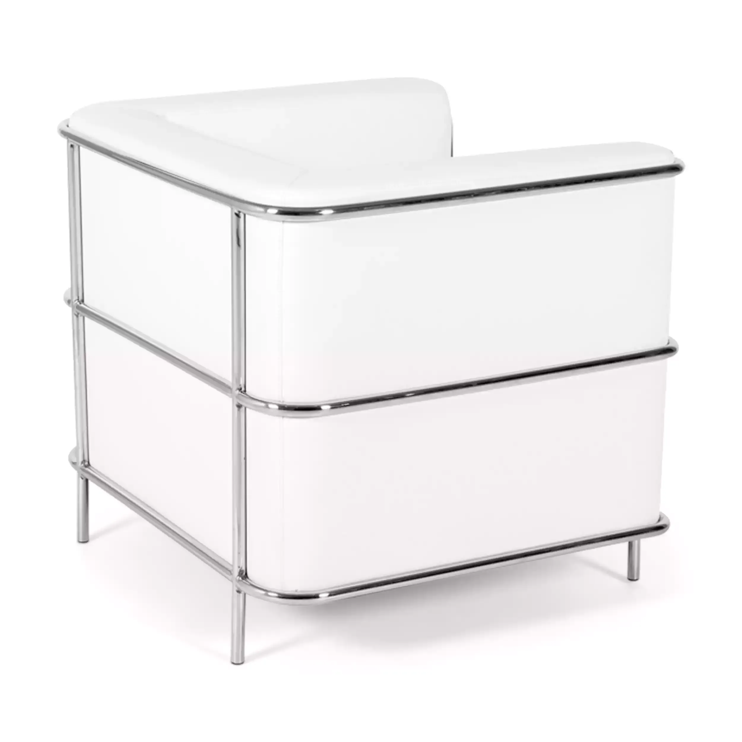 Torino 1-sitsig modern soffa i läder och förkromat stål - Mobelarium