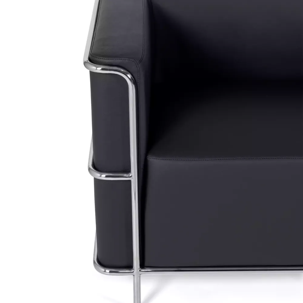 Torino 2-sitssoffa i ekoläder och förkromat stål 🛋️ - Mobelarium