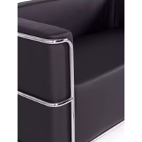 Sofá Torino de 2 lugares em couro ecológico e aço cromado 🛋️ - Mueble Design