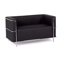 Sofá Torino de 2 lugares em couro ecológico e aço cromado 🛋️ - Mueble Design