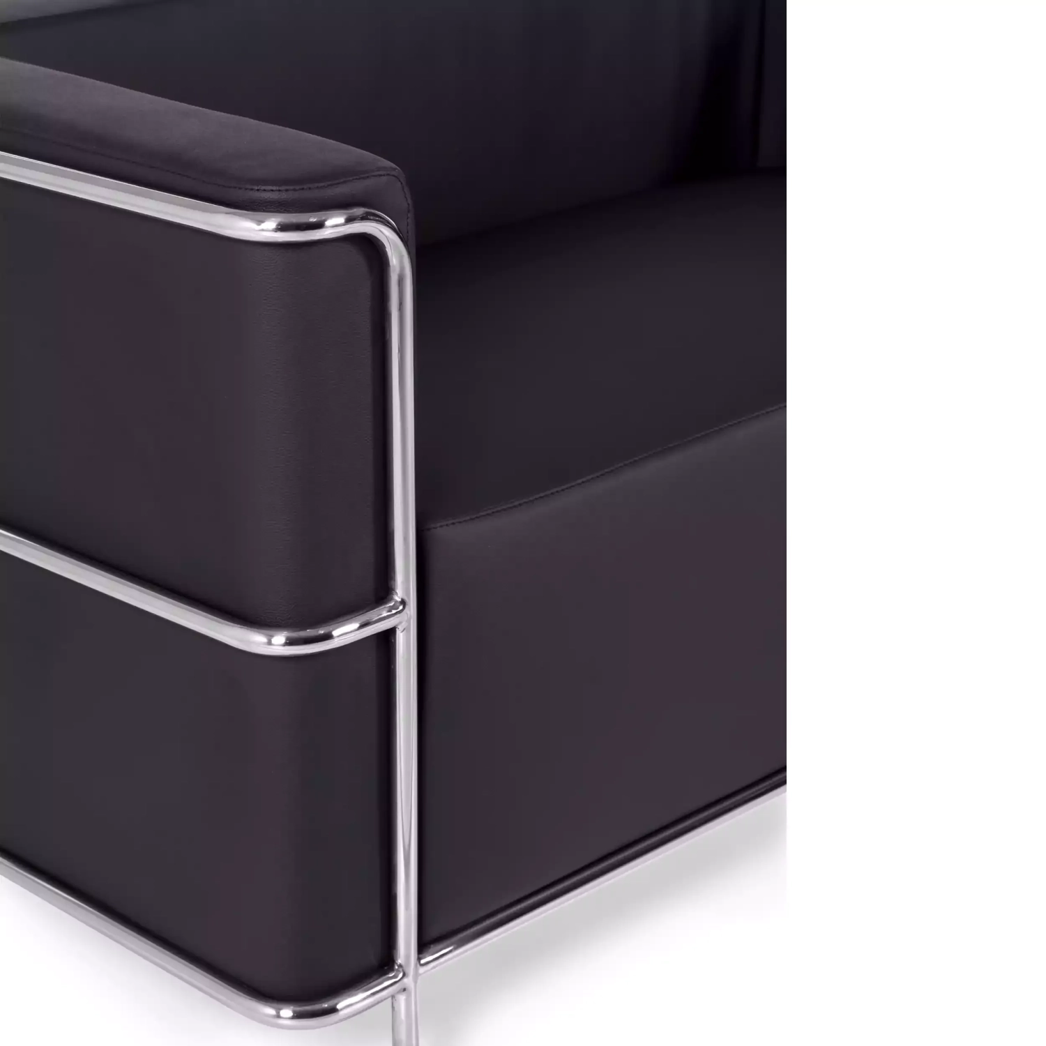 Sofá Torino de 2 lugares em couro ecológico e aço cromado 🛋️ - Mueble Design