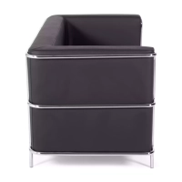 Sofá Torino de 2 lugares em couro ecológico e aço cromado 🛋️ - Mueble Design