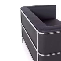 Sofá Torino de 2 lugares em couro ecológico e aço cromado 🛋️ - Mueble Design