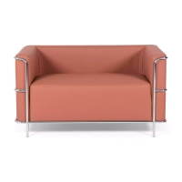 Sofá Torino de 2 lugares em couro ecológico e aço cromado 🛋️ - Mueble Design