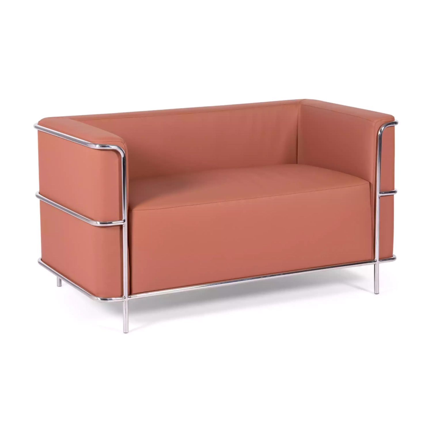 Torino 2-zitsbank van ecoleder en verchroomd staal 🛋️ - Mobelarium