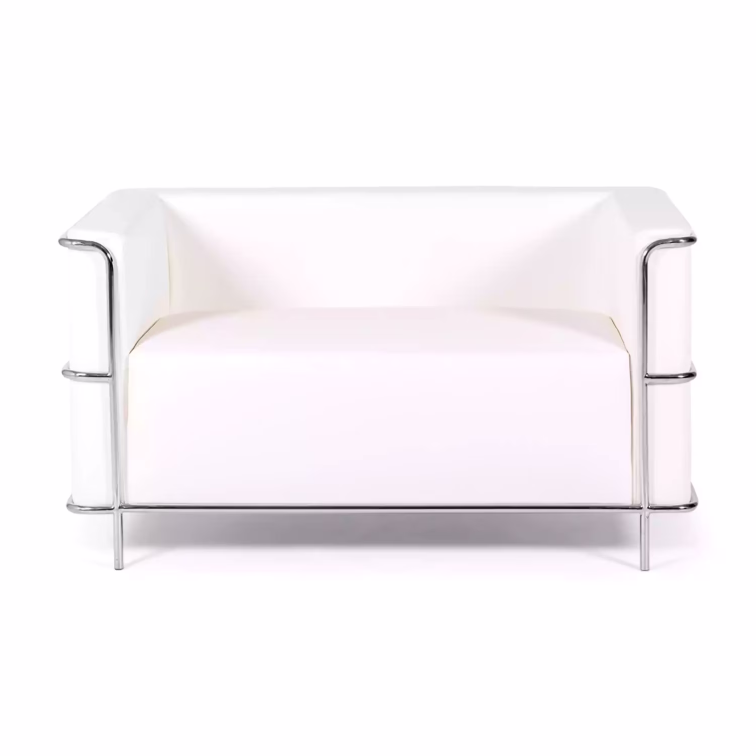 Torino 2-zitsbank van ecoleder en verchroomd staal 🛋️ - Mobelarium