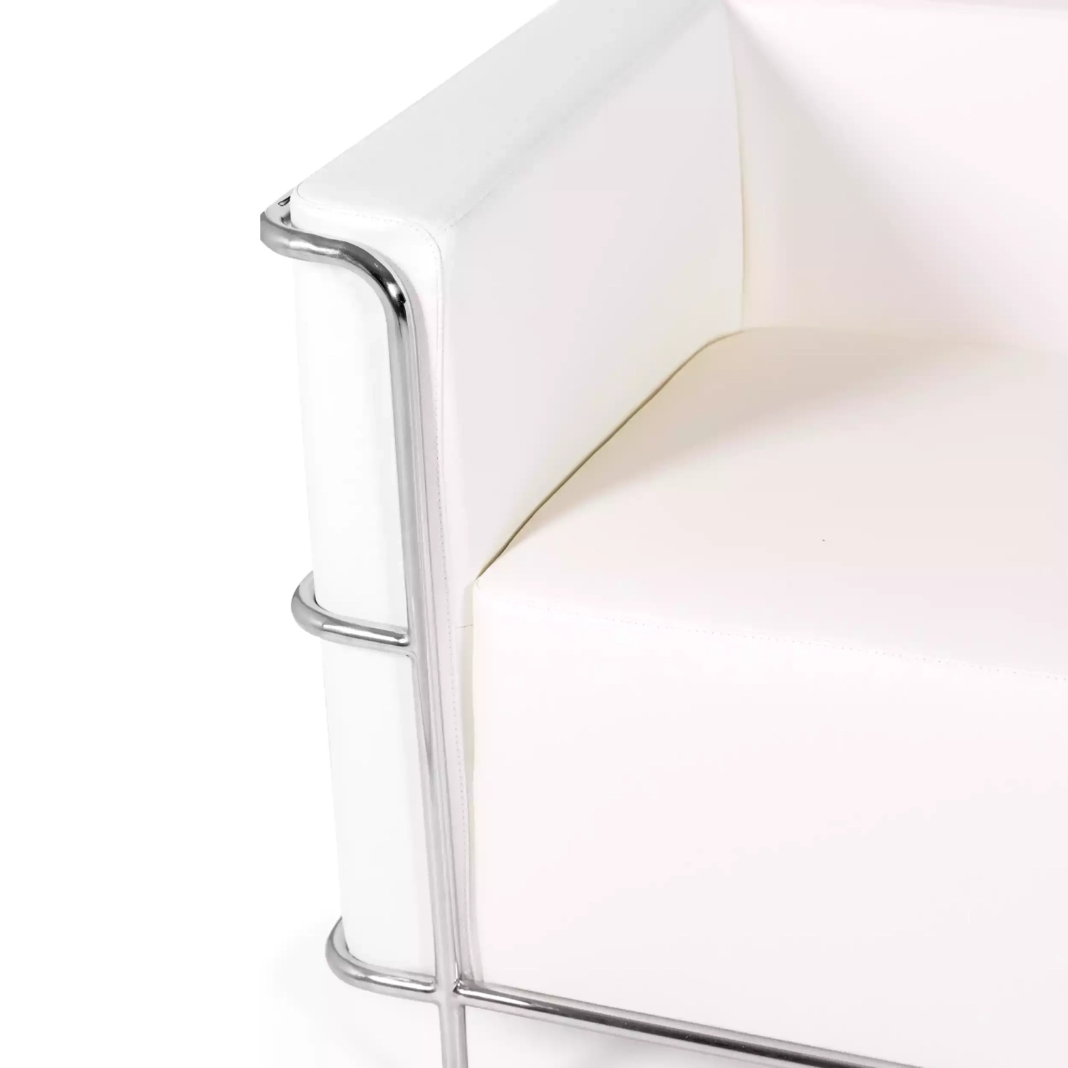 Sofá Torino de 2 lugares em couro ecológico e aço cromado 🛋️ - Mueble Design
