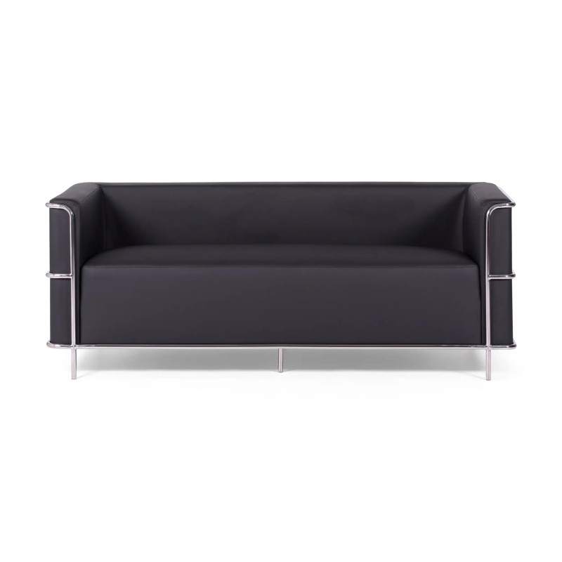 Sofá Torino 3 plazas en polipiel y acero cromado - Mueble Design