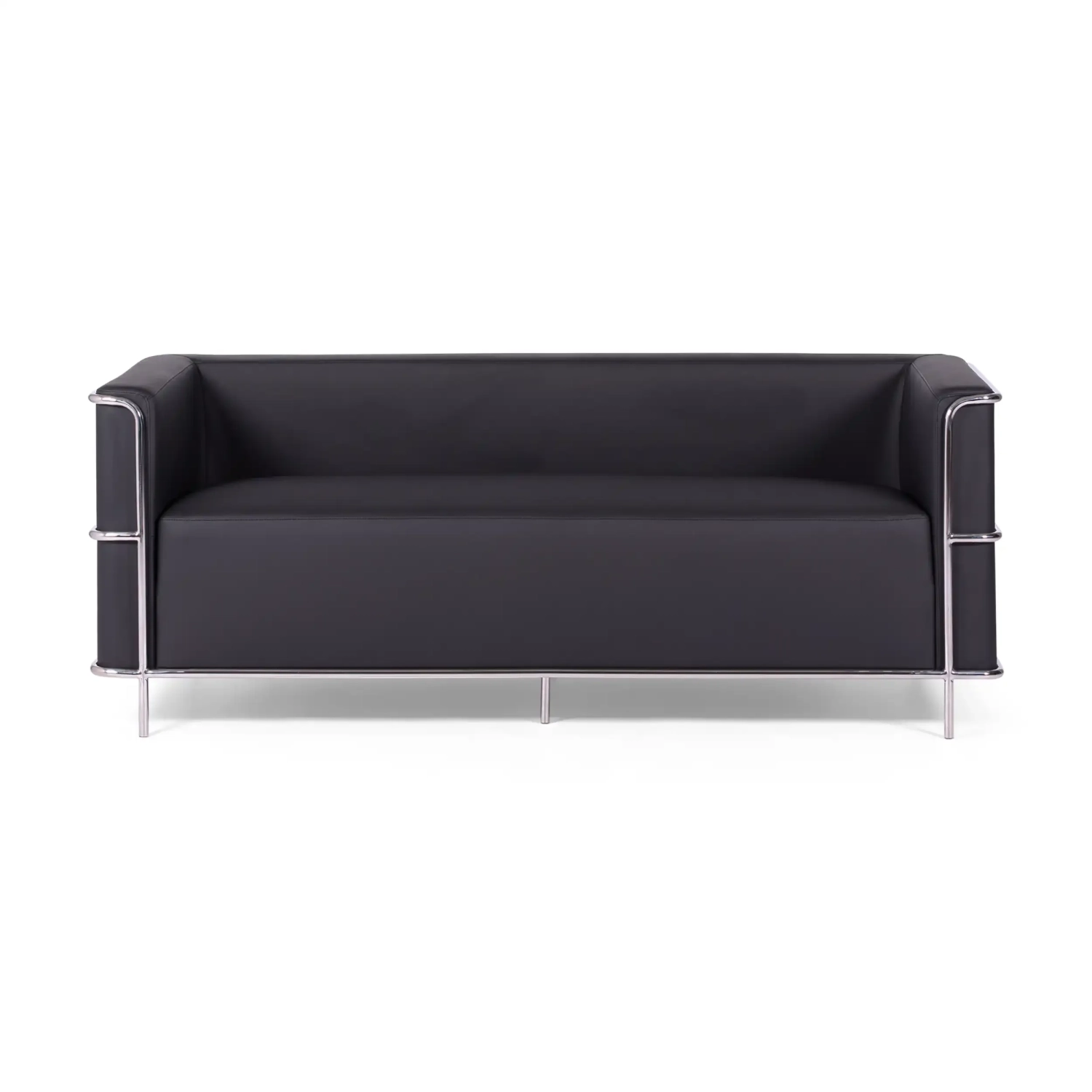 Sofá Torino de 3 lugares em couro ecológico e aço cromado - Mueble Design