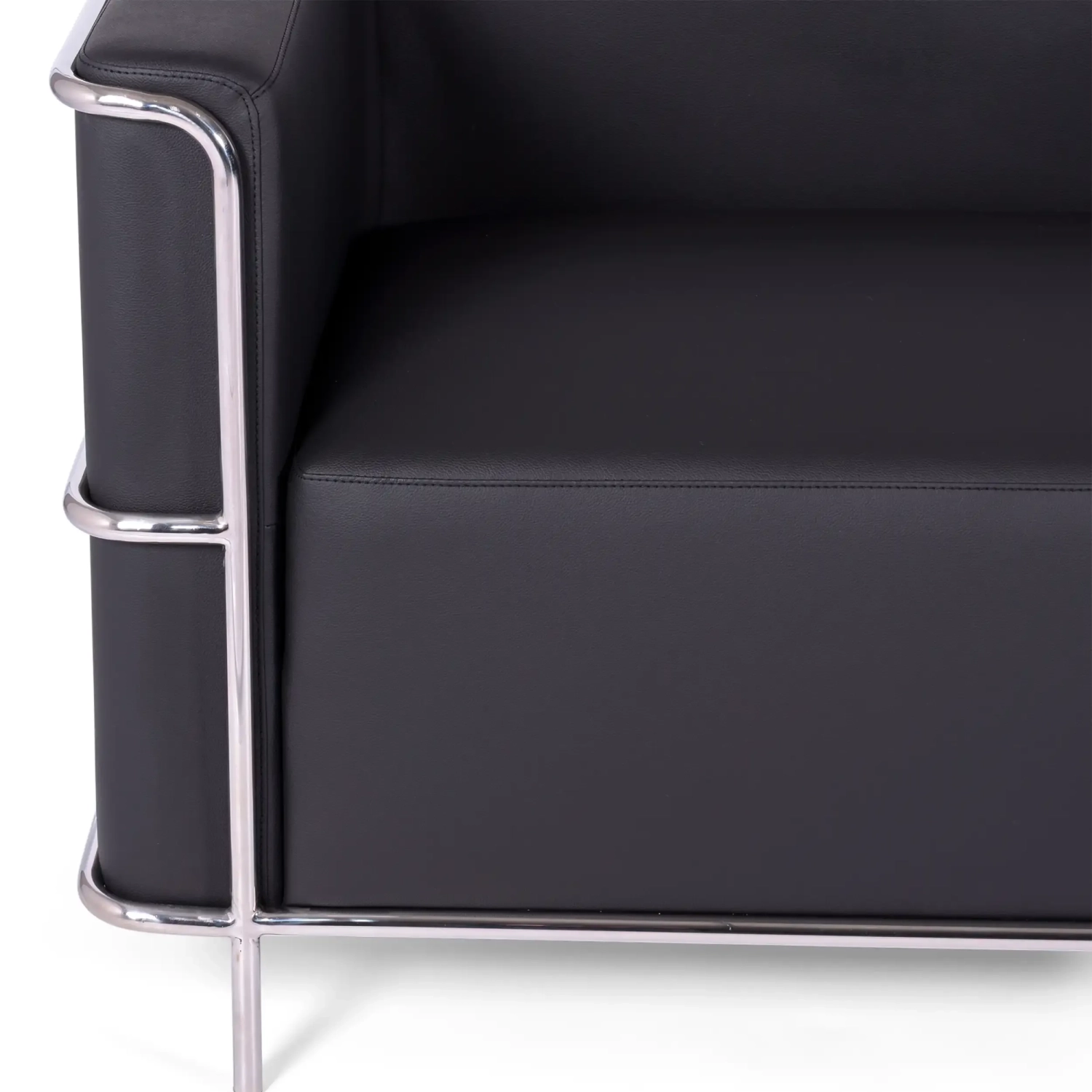 Sofá Torino de 3 lugares em couro ecológico e aço cromado - Mueble Design