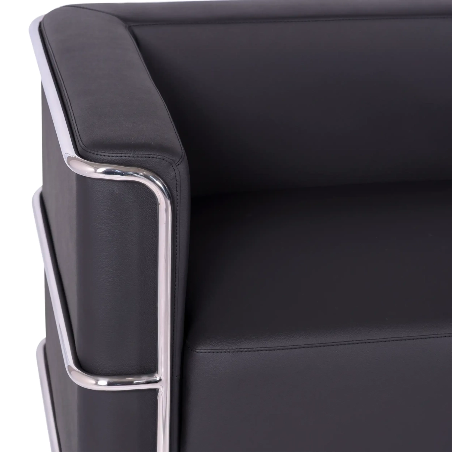 Sofá Torino de 3 lugares em couro ecológico e aço cromado - Mueble Design