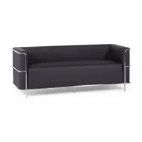 Sofa 3-osobowa Torino z ekoskóry i chromowanej stali - Mobelarium