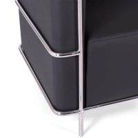Sofá Torino de 3 lugares em couro ecológico e aço cromado - Mueble Design