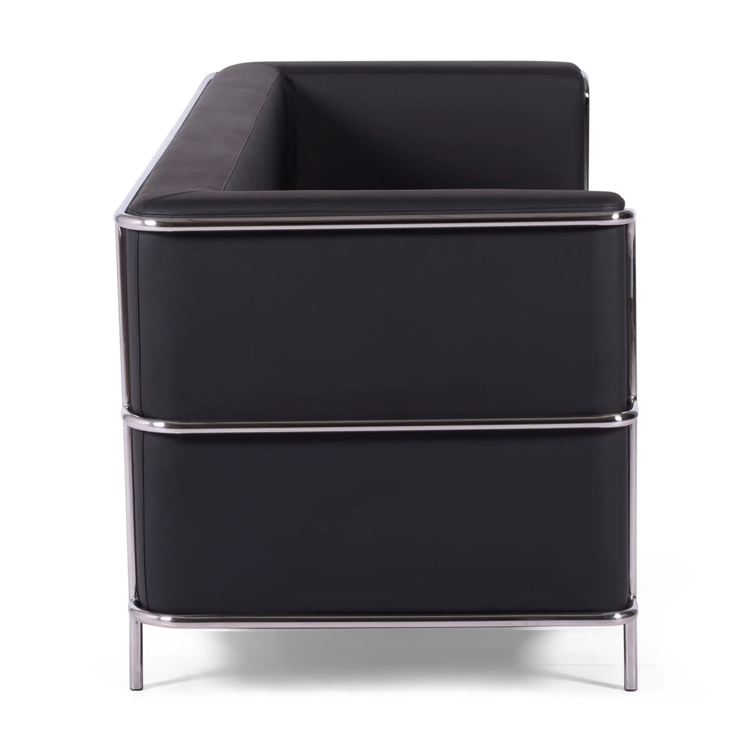 Sofa 3-osobowa Torino z ekoskóry i chromowanej stali - Mobelarium