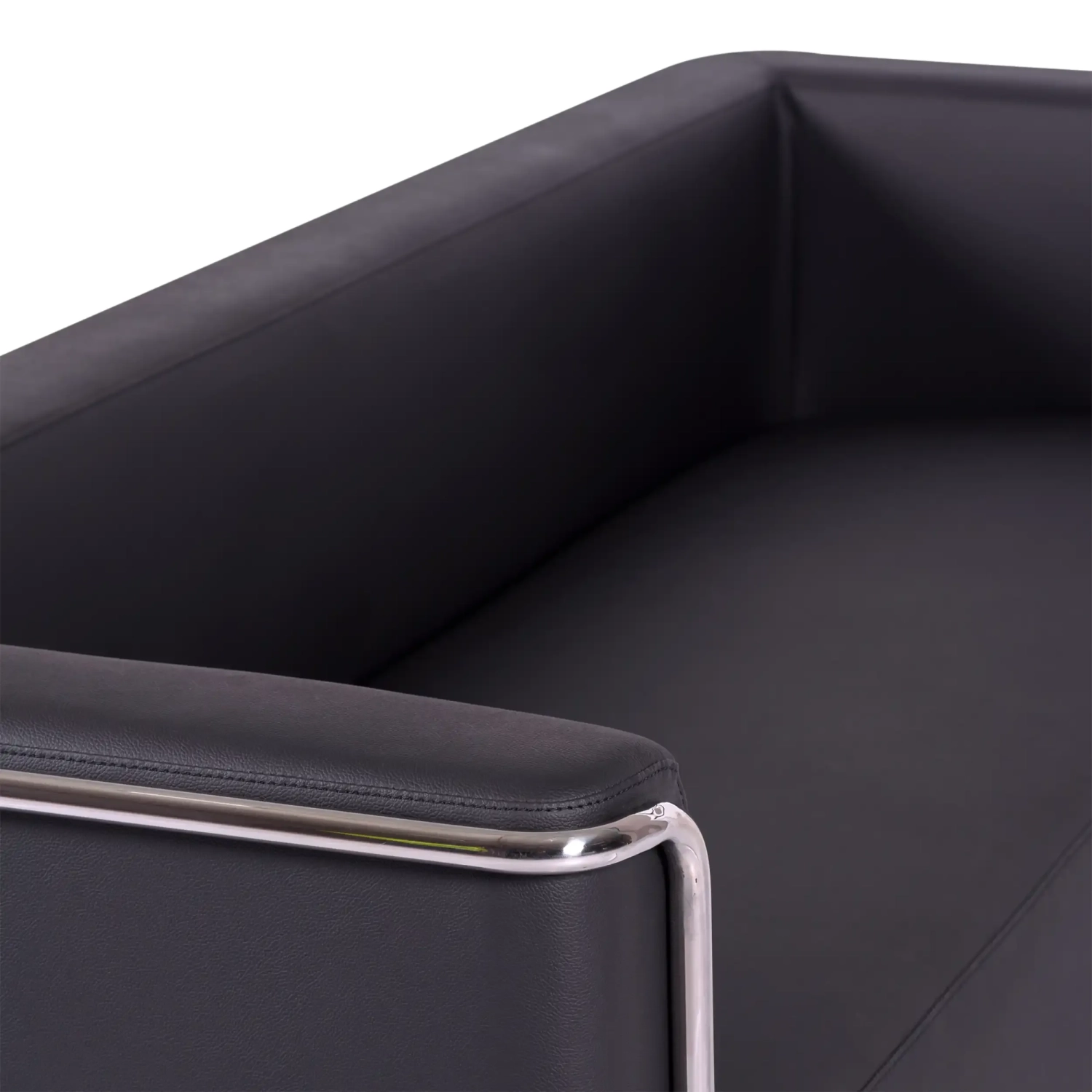 Sofá Torino de 3 lugares em couro ecológico e aço cromado - Mueble Design