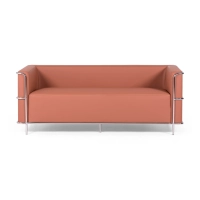 Sofá Torino de 3 lugares em couro ecológico e aço cromado - Mueble Design